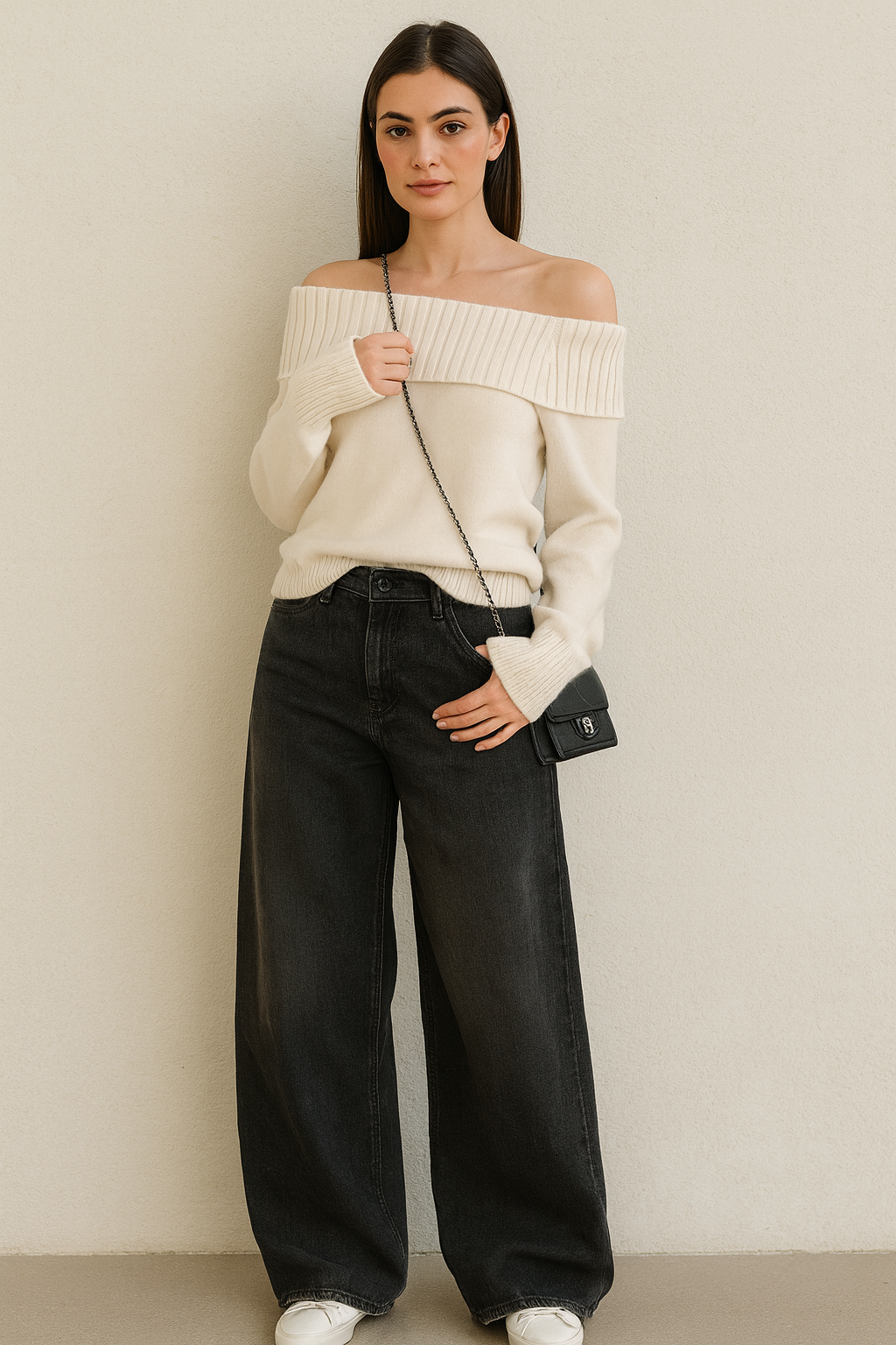 Giulia – Maglione Off-Shoulder Premium in Maglia Morbida