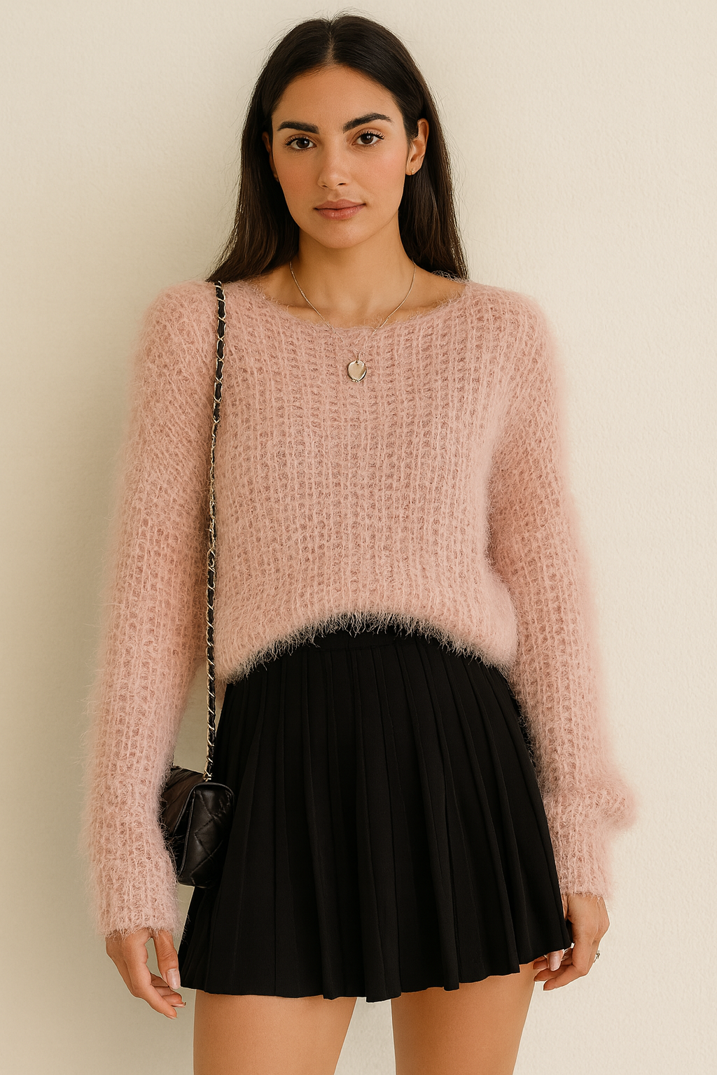 Camilla – Maglione Soffice Effetto Peluche in Tonalità Rosa Cipria