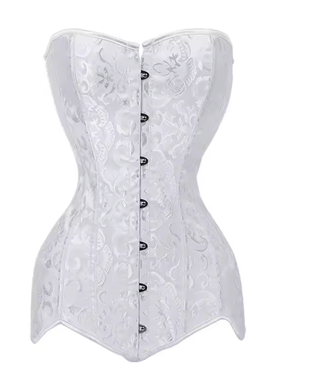 Viola – Corsetto Elegante in Broccato Bianco