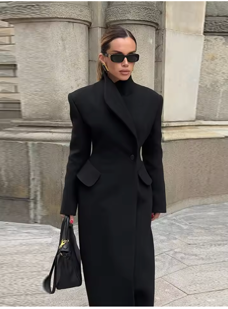 Valentina – Cappotto Lungo Elegante Nero