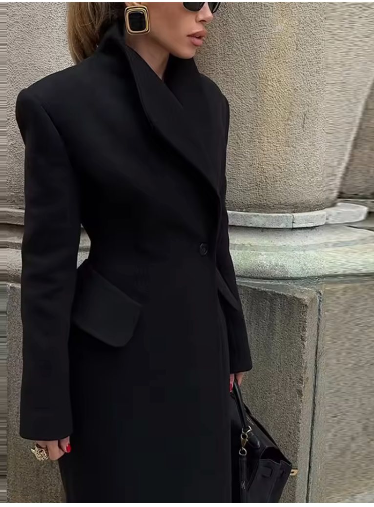 Valentina – Cappotto Lungo Elegante Nero